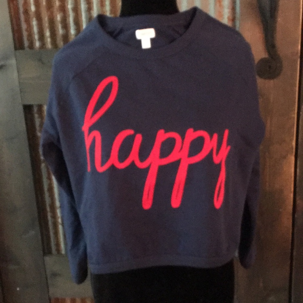 Girls Gymboree crop Sweatshirt new sz 10-12. Navy with red